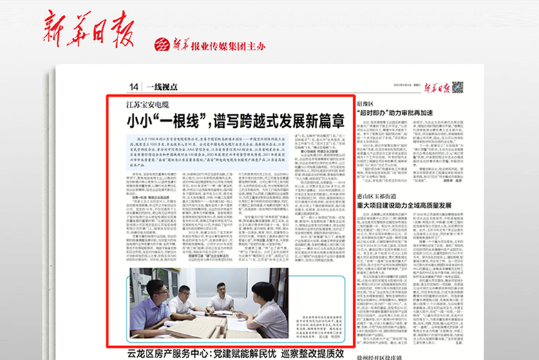 《新華日?qǐng)?bào)》刊發(fā)寶安電纜專題報(bào)道